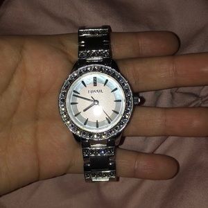 Silver & light pink Fossil watch